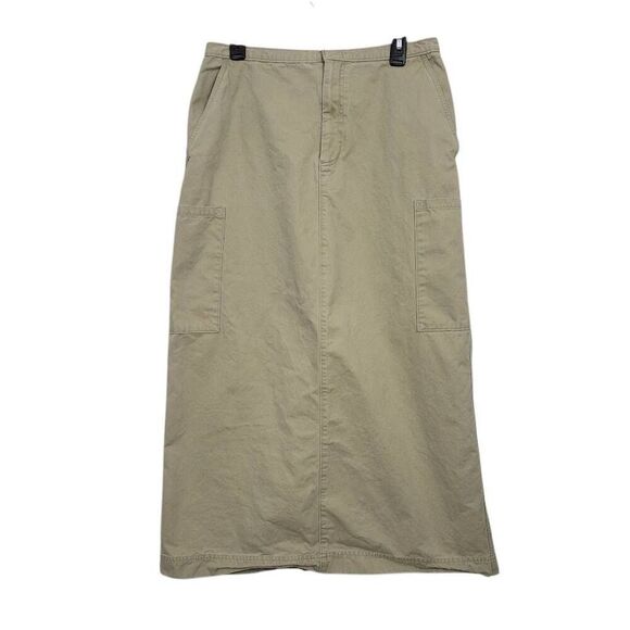 Vintage 90s Gap Cotton Cargo‎ Maxi Skirt Sz 12/M Khaki Tan Modest Minimalist - Picture 1 of 7